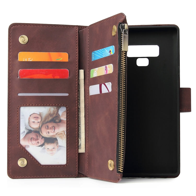 For Galaxy Note 9 Multifunctional Retro Frosted Horizontal Flip Leather Case with Card Slot & Holder & Zipper Wallet & Photo Frame & Lanyard