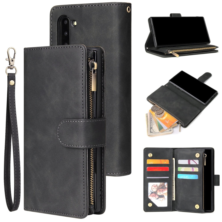 For Galaxy Note 10 Multifunctional Retro Frosted Horizontal Flip Leather Case with Card Slot & Holder & Zipper Wallet & Photo Frame & Lanyard