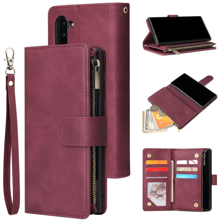 For Galaxy Note 10 Multifunctional Retro Frosted Horizontal Flip Leather Case with Card Slot & Holder & Zipper Wallet & Photo Frame & Lanyard