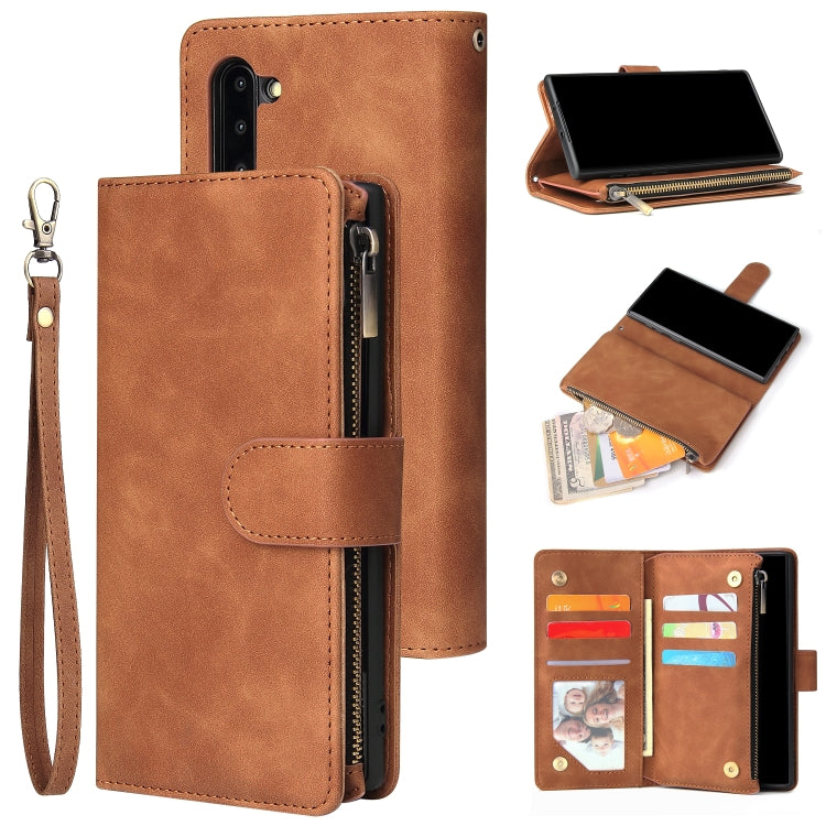 For Galaxy Note 10 Multifunctional Retro Frosted Horizontal Flip Leather Case with Card Slot & Holder & Zipper Wallet & Photo Frame & Lanyard