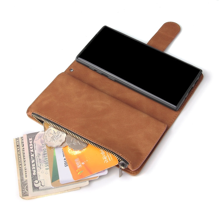 For Galaxy Note 10 Multifunctional Retro Frosted Horizontal Flip Leather Case with Card Slot & Holder & Zipper Wallet & Photo Frame & Lanyard