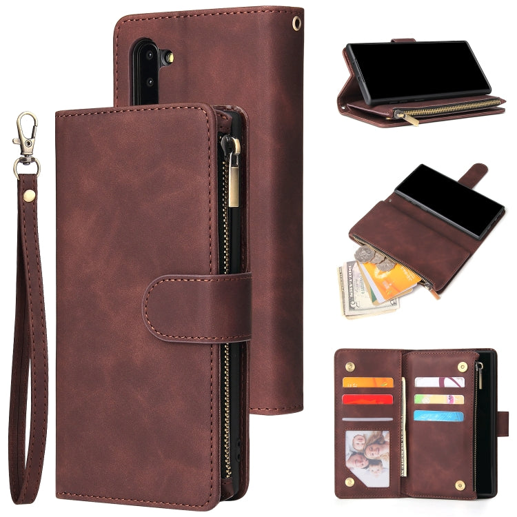 For Galaxy Note 10 Multifunctional Retro Frosted Horizontal Flip Leather Case with Card Slot & Holder & Zipper Wallet & Photo Frame & Lanyard