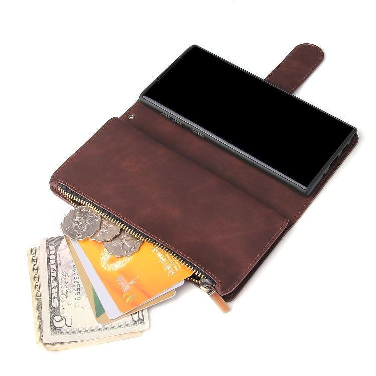 For Galaxy Note 10 Multifunctional Retro Frosted Horizontal Flip Leather Case with Card Slot & Holder & Zipper Wallet & Photo Frame & Lanyard