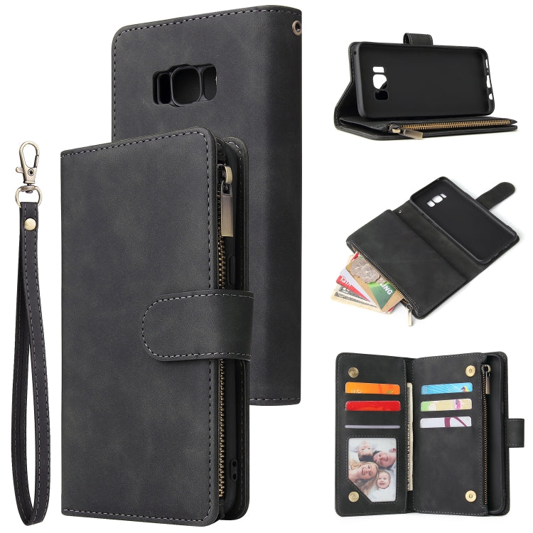 For Galaxy S8+ Multifunctional Retro Frosted Horizontal Flip Leather Case with Card Slot & Holder & Zipper Wallet & Photo Frame & Lanyard
