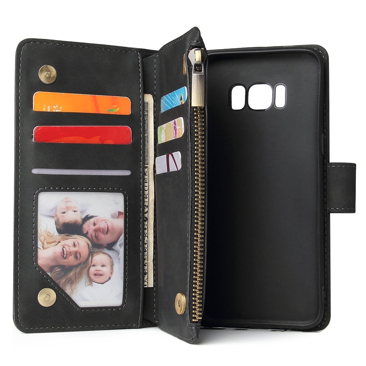 For Galaxy S8+ Multifunctional Retro Frosted Horizontal Flip Leather Case with Card Slot & Holder & Zipper Wallet & Photo Frame & Lanyard