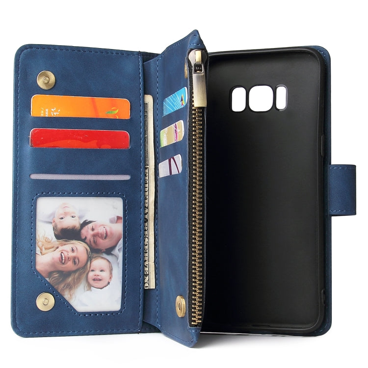 For Galaxy S8+ Multifunctional Retro Frosted Horizontal Flip Leather Case with Card Slot & Holder & Zipper Wallet & Photo Frame & Lanyard