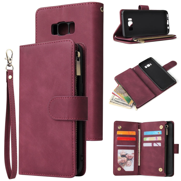 For Galaxy S8+ Multifunctional Retro Frosted Horizontal Flip Leather Case with Card Slot & Holder & Zipper Wallet & Photo Frame & Lanyard