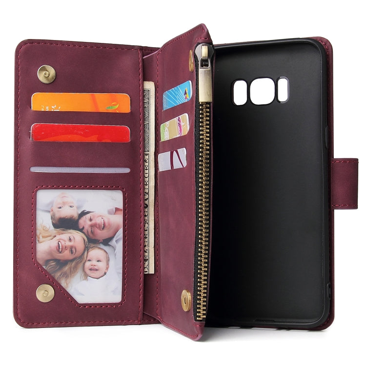 For Galaxy S8+ Multifunctional Retro Frosted Horizontal Flip Leather Case with Card Slot & Holder & Zipper Wallet & Photo Frame & Lanyard
