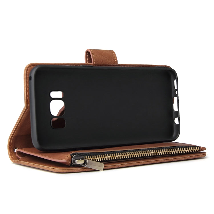 For Galaxy S8+ Multifunctional Retro Frosted Horizontal Flip Leather Case with Card Slot & Holder & Zipper Wallet & Photo Frame & Lanyard