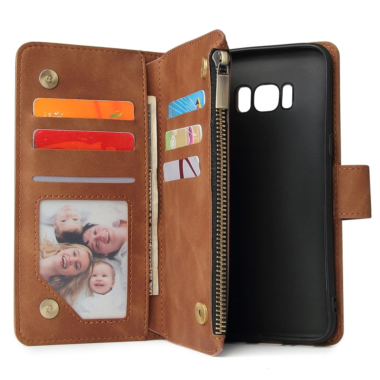 For Galaxy S8+ Multifunctional Retro Frosted Horizontal Flip Leather Case with Card Slot & Holder & Zipper Wallet & Photo Frame & Lanyard
