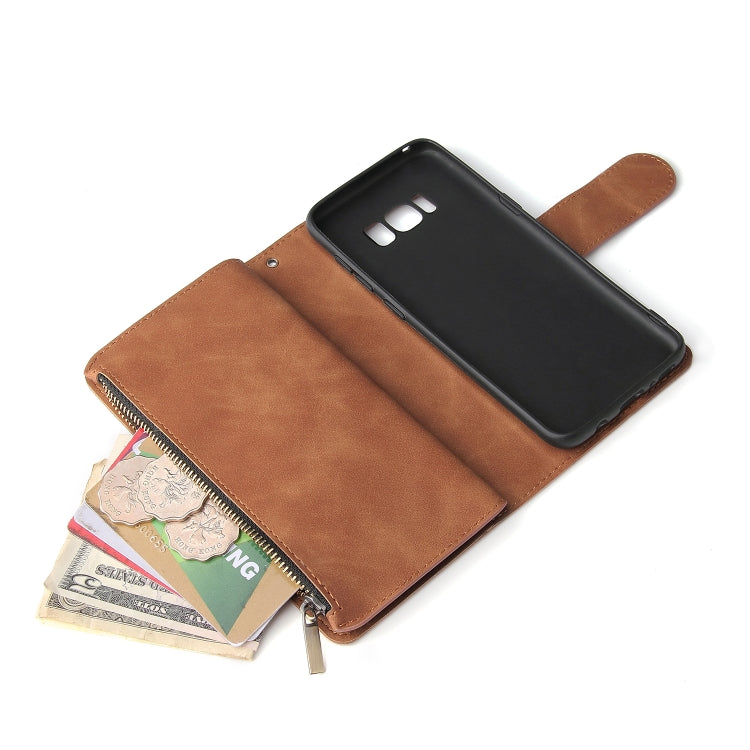 For Galaxy S8+ Multifunctional Retro Frosted Horizontal Flip Leather Case with Card Slot & Holder & Zipper Wallet & Photo Frame & Lanyard