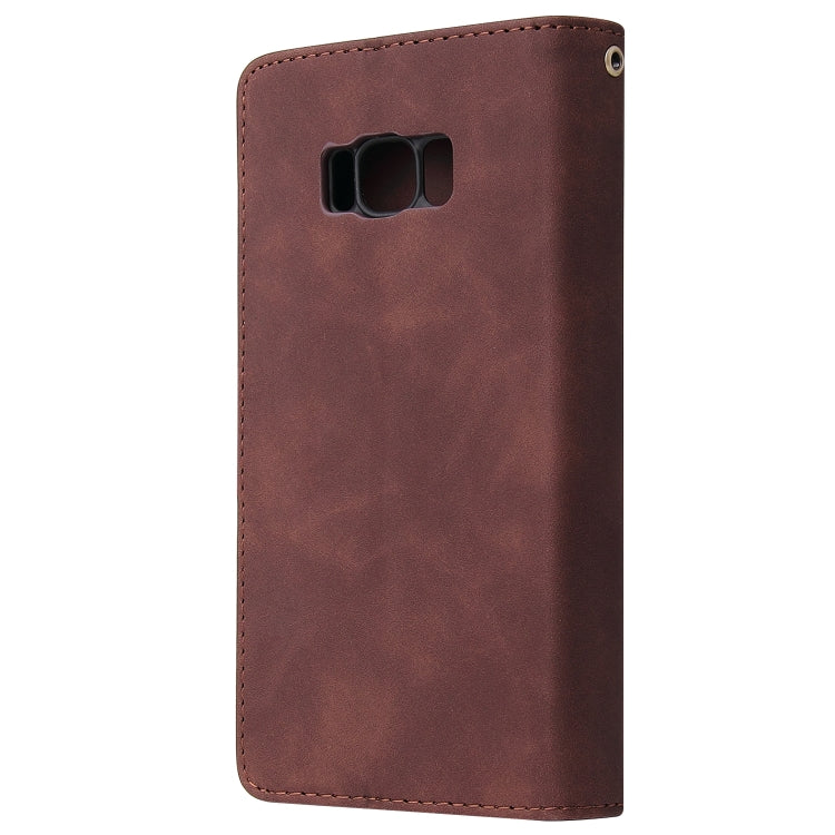 For Galaxy S8+ Multifunctional Retro Frosted Horizontal Flip Leather Case with Card Slot & Holder & Zipper Wallet & Photo Frame & Lanyard
