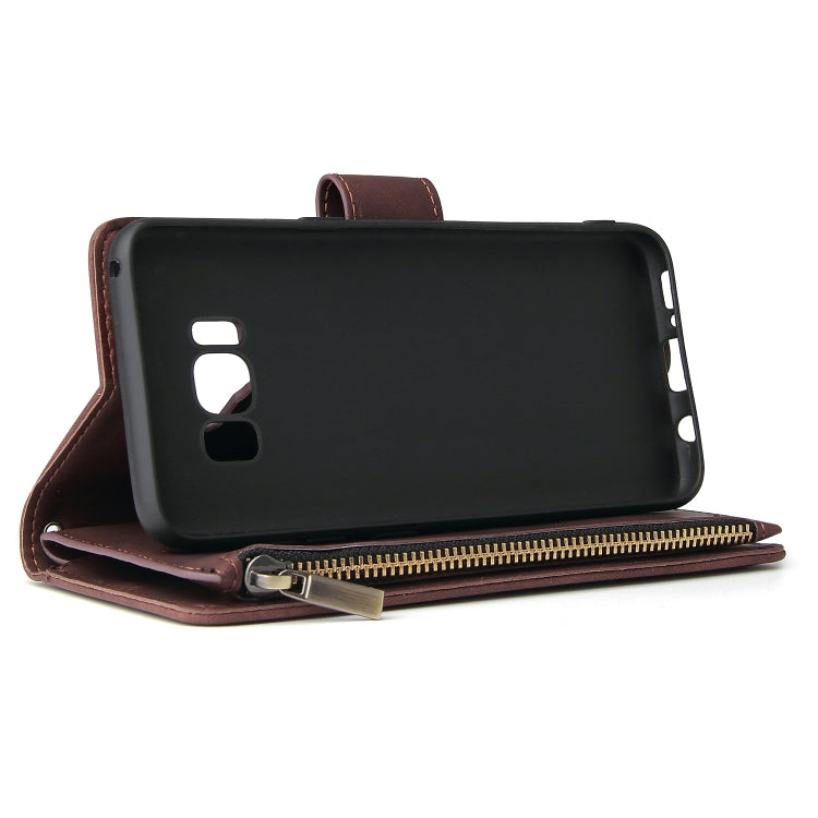 For Galaxy S8+ Multifunctional Retro Frosted Horizontal Flip Leather Case with Card Slot & Holder & Zipper Wallet & Photo Frame & Lanyard