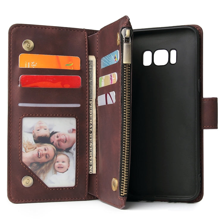 For Galaxy S8+ Multifunctional Retro Frosted Horizontal Flip Leather Case with Card Slot & Holder & Zipper Wallet & Photo Frame & Lanyard