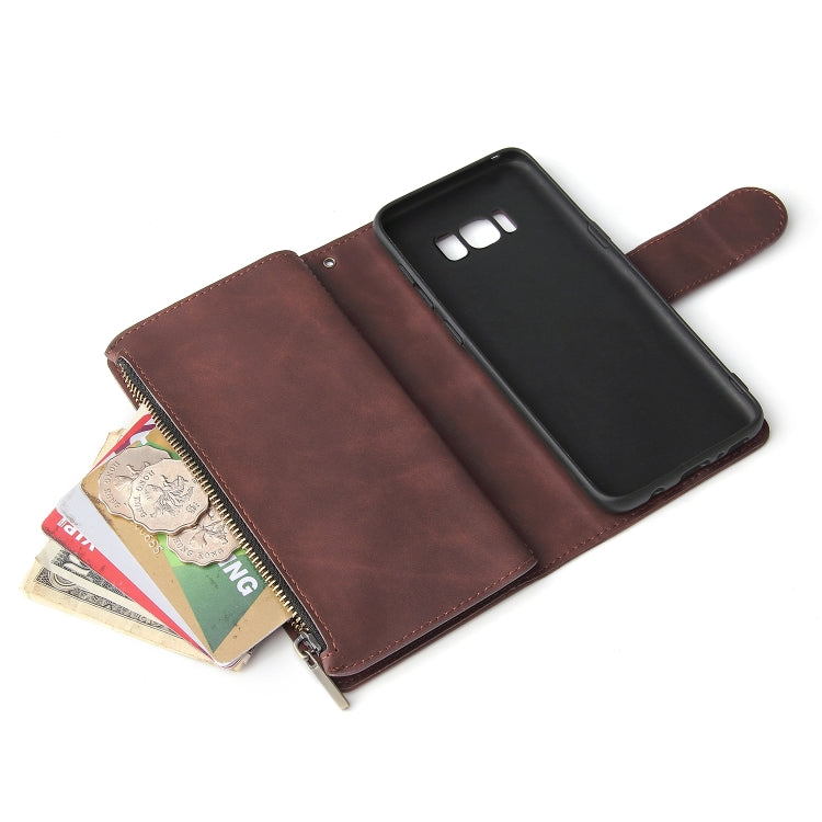 For Galaxy S8+ Multifunctional Retro Frosted Horizontal Flip Leather Case with Card Slot & Holder & Zipper Wallet & Photo Frame & Lanyard