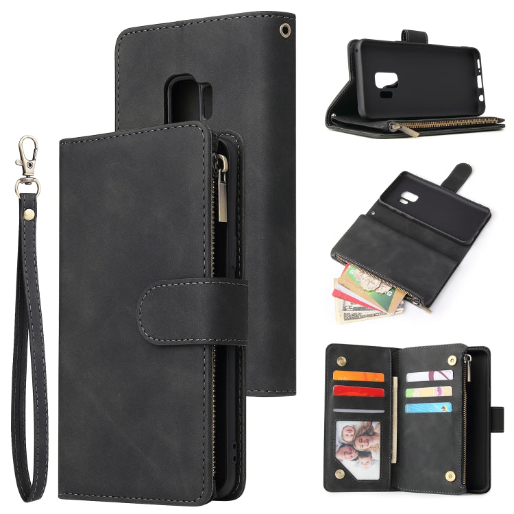 For Galaxy S9 Multifunctional Retro Frosted Horizontal Flip Leather Case with Card Slot & Holder & Zipper Wallet & Photo Frame & Lanyard