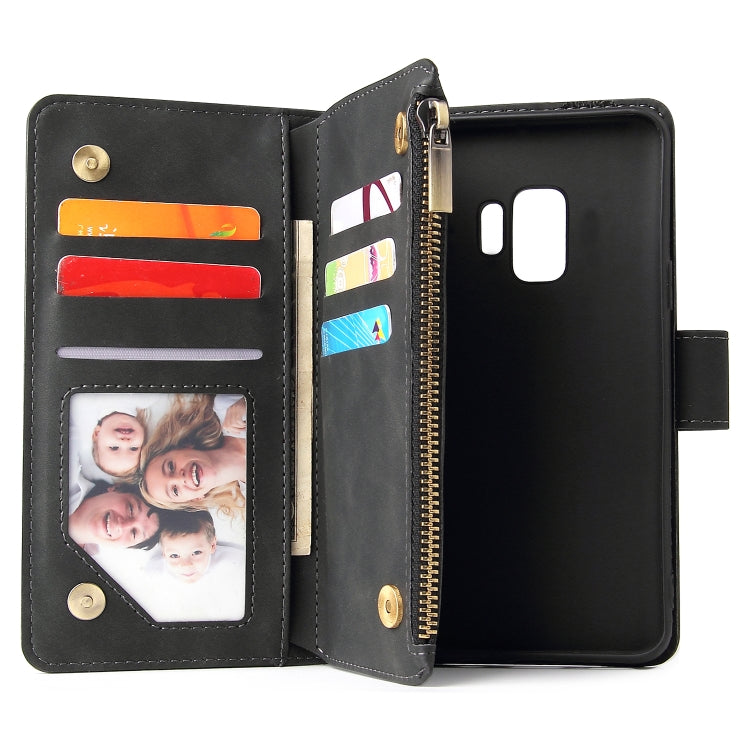 For Galaxy S9 Multifunctional Retro Frosted Horizontal Flip Leather Case with Card Slot & Holder & Zipper Wallet & Photo Frame & Lanyard