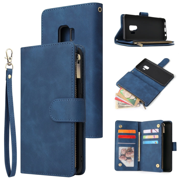 For Galaxy S9 Multifunctional Retro Frosted Horizontal Flip Leather Case with Card Slot & Holder & Zipper Wallet & Photo Frame & Lanyard