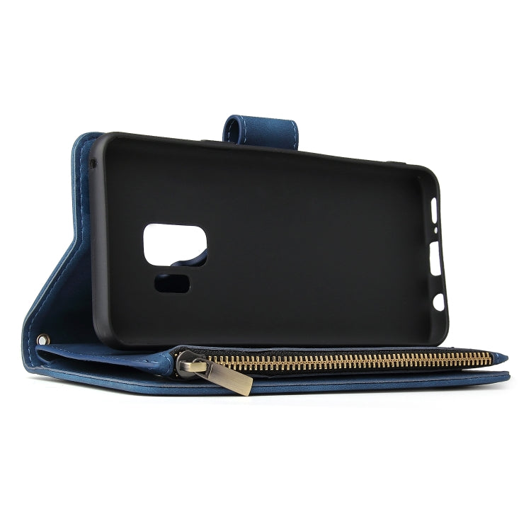 For Galaxy S9 Multifunctional Retro Frosted Horizontal Flip Leather Case with Card Slot & Holder & Zipper Wallet & Photo Frame & Lanyard
