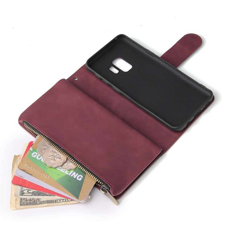 For Galaxy S9 Multifunctional Retro Frosted Horizontal Flip Leather Case with Card Slot & Holder & Zipper Wallet & Photo Frame & Lanyard