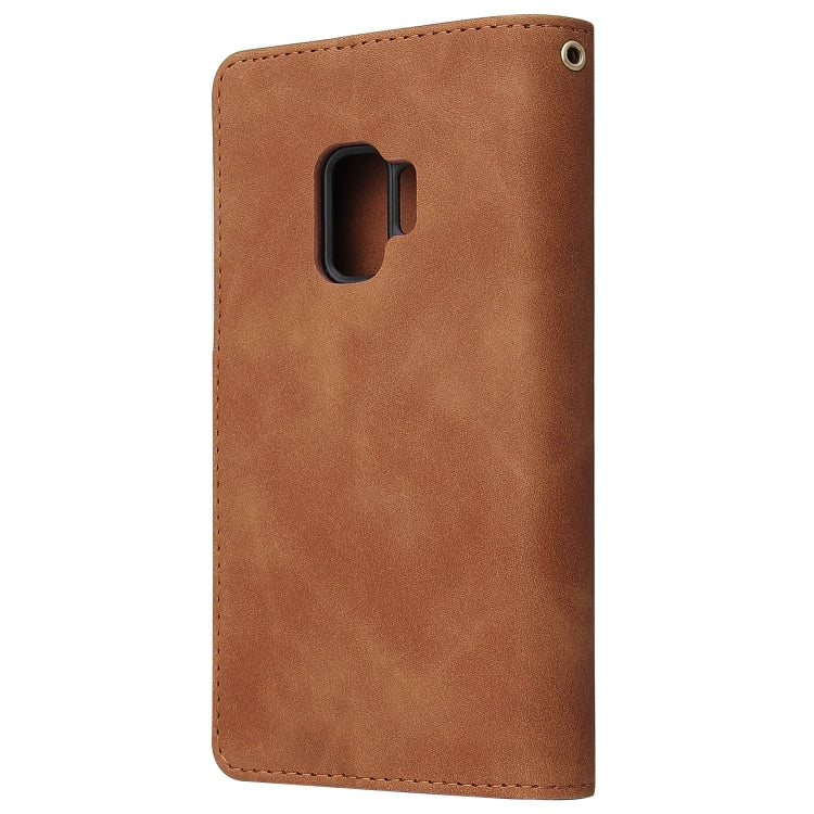 For Galaxy S9 Multifunctional Retro Frosted Horizontal Flip Leather Case with Card Slot & Holder & Zipper Wallet & Photo Frame & Lanyard