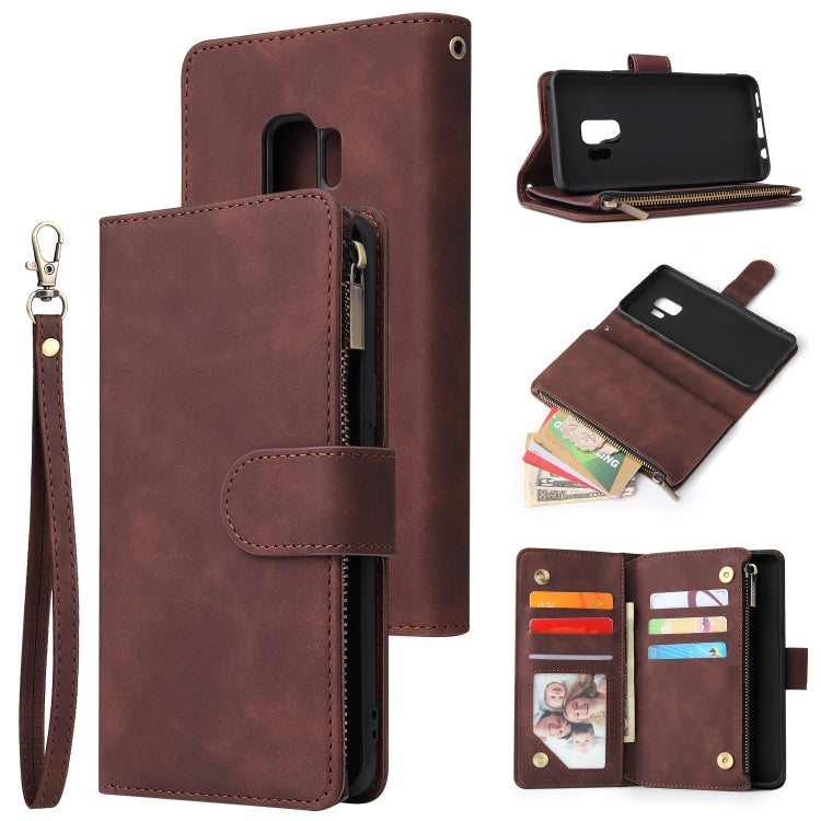For Galaxy S9 Multifunctional Retro Frosted Horizontal Flip Leather Case with Card Slot & Holder & Zipper Wallet & Photo Frame & Lanyard
