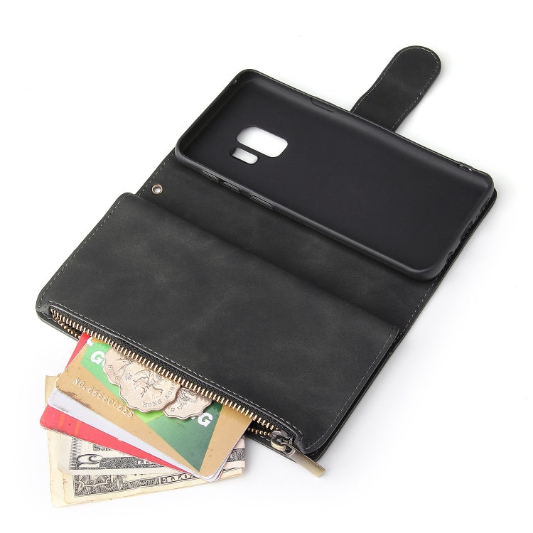 For Galaxy S9+ Multifunctional Retro Frosted Horizontal Flip Leather Case with Card Slot & Holder & Zipper Wallet & Photo Frame & Lanyard