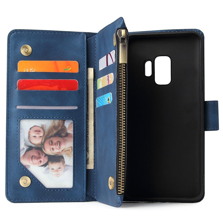 For Galaxy S9+ Multifunctional Retro Frosted Horizontal Flip Leather Case with Card Slot & Holder & Zipper Wallet & Photo Frame & Lanyard