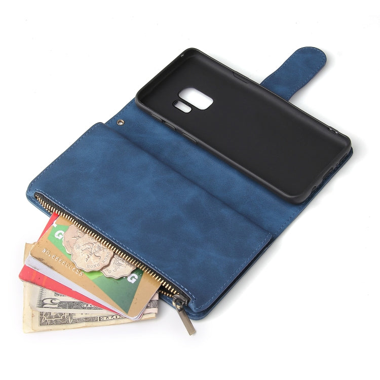 For Galaxy S9+ Multifunctional Retro Frosted Horizontal Flip Leather Case with Card Slot & Holder & Zipper Wallet & Photo Frame & Lanyard
