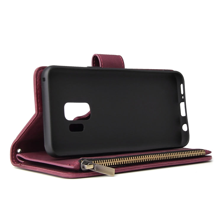 For Galaxy S9+ Multifunctional Retro Frosted Horizontal Flip Leather Case with Card Slot & Holder & Zipper Wallet & Photo Frame & Lanyard
