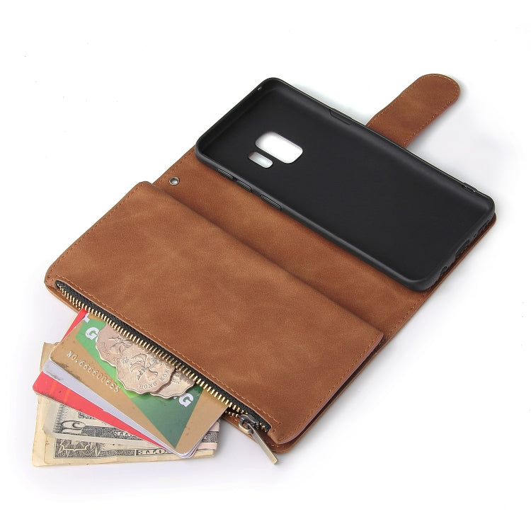 For Galaxy S9+ Multifunctional Retro Frosted Horizontal Flip Leather Case with Card Slot & Holder & Zipper Wallet & Photo Frame & Lanyard