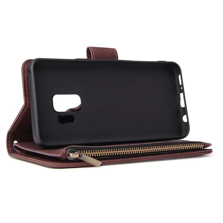 For Galaxy S9+ Multifunctional Retro Frosted Horizontal Flip Leather Case with Card Slot & Holder & Zipper Wallet & Photo Frame & Lanyard