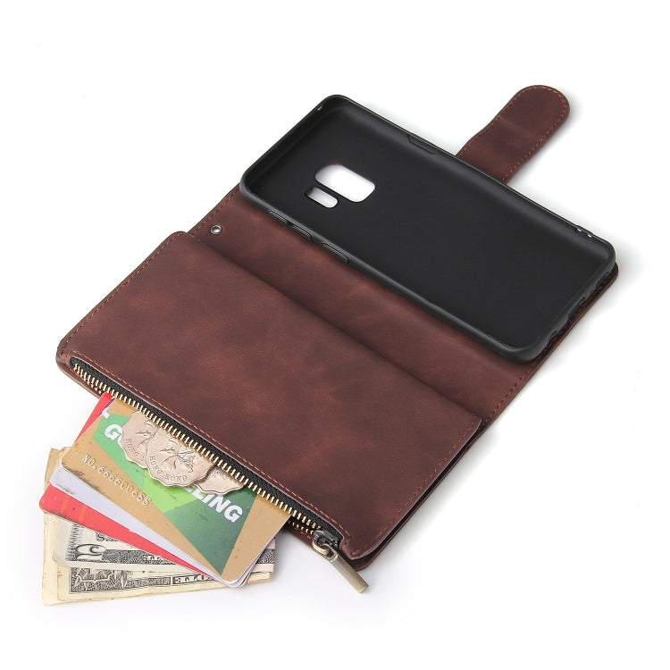 For Galaxy S9+ Multifunctional Retro Frosted Horizontal Flip Leather Case with Card Slot & Holder & Zipper Wallet & Photo Frame & Lanyard