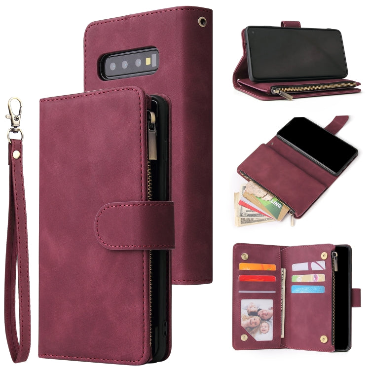 For Galaxy S10 Multifunctional Retro Frosted Horizontal Flip Leather Case with Card Slot & Holder & Zipper Wallet & Photo Frame & Lanyard