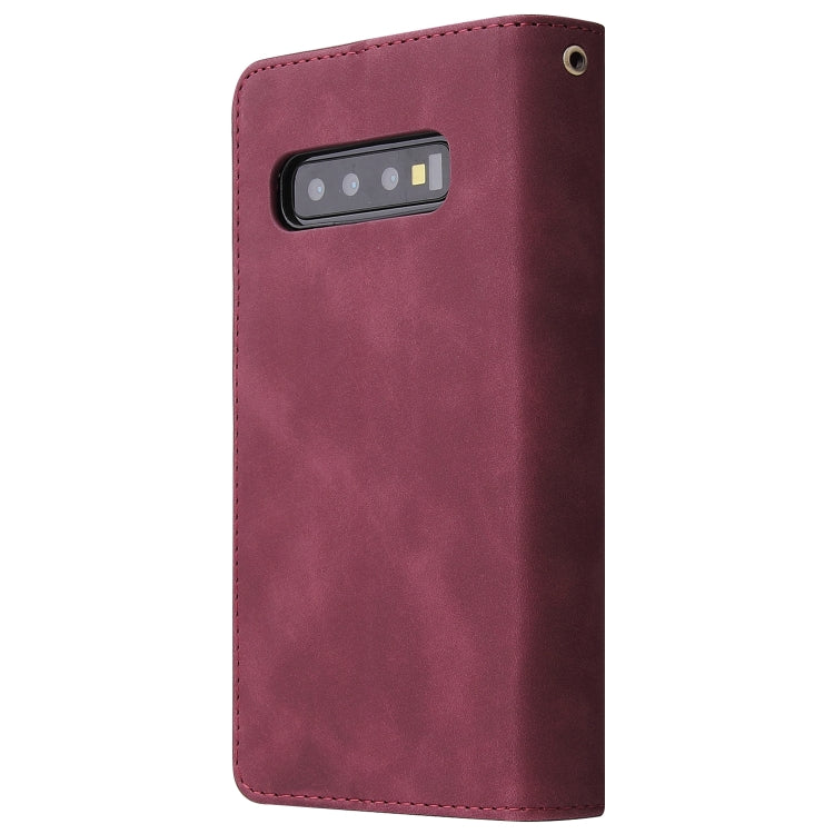 For Galaxy S10 Multifunctional Retro Frosted Horizontal Flip Leather Case with Card Slot & Holder & Zipper Wallet & Photo Frame & Lanyard