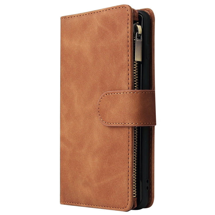 For Galaxy S10 Multifunctional Retro Frosted Horizontal Flip Leather Case with Card Slot & Holder & Zipper Wallet & Photo Frame & Lanyard