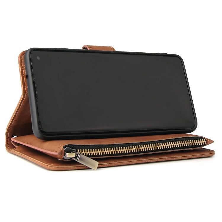 For Galaxy S10 Multifunctional Retro Frosted Horizontal Flip Leather Case with Card Slot & Holder & Zipper Wallet & Photo Frame & Lanyard