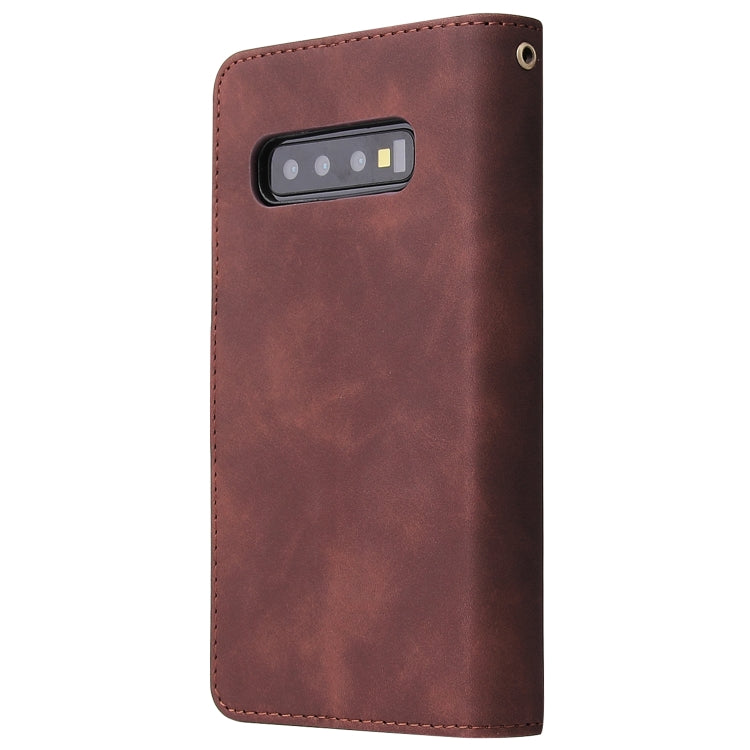 For Galaxy S10 Multifunctional Retro Frosted Horizontal Flip Leather Case with Card Slot & Holder & Zipper Wallet & Photo Frame & Lanyard