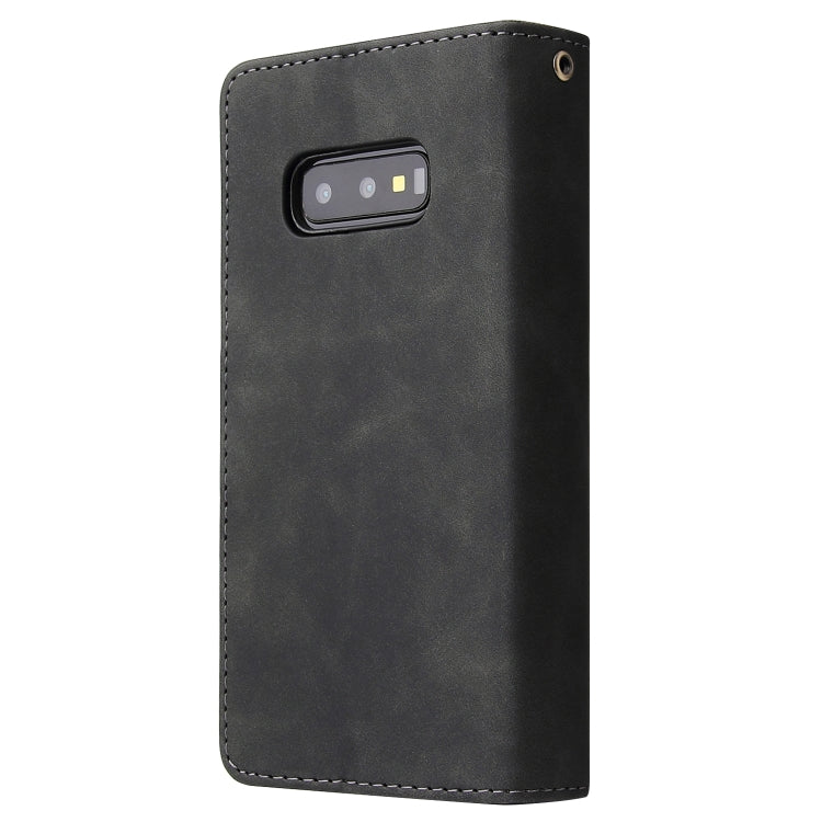 For Galaxy S10e Multifunctional Retro Frosted Horizontal Flip Leather Case with Card Slot & Holder & Zipper Wallet & Photo Frame & Lanyard