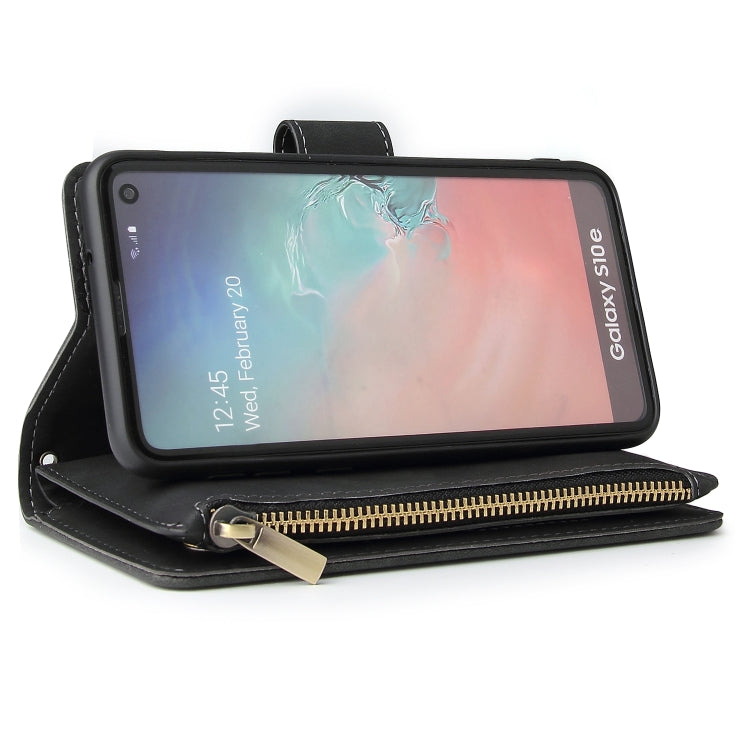 For Galaxy S10e Multifunctional Retro Frosted Horizontal Flip Leather Case with Card Slot & Holder & Zipper Wallet & Photo Frame & Lanyard