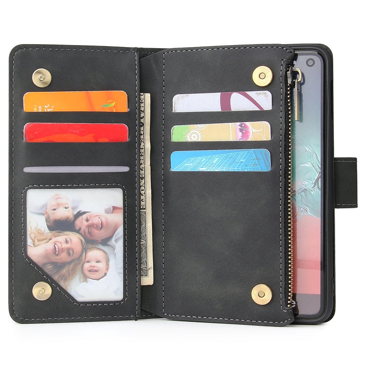 For Galaxy S10e Multifunctional Retro Frosted Horizontal Flip Leather Case with Card Slot & Holder & Zipper Wallet & Photo Frame & Lanyard