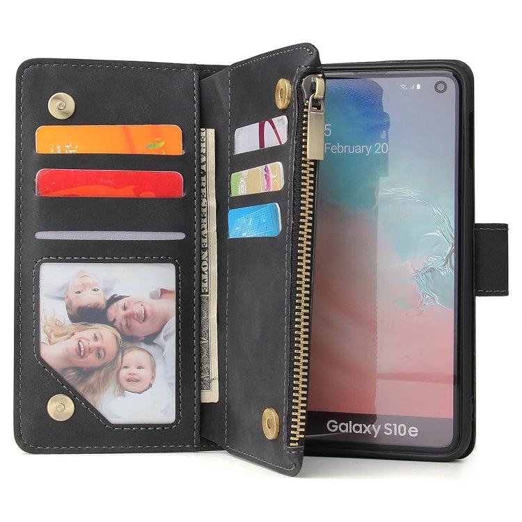 For Galaxy S10e Multifunctional Retro Frosted Horizontal Flip Leather Case with Card Slot & Holder & Zipper Wallet & Photo Frame & Lanyard