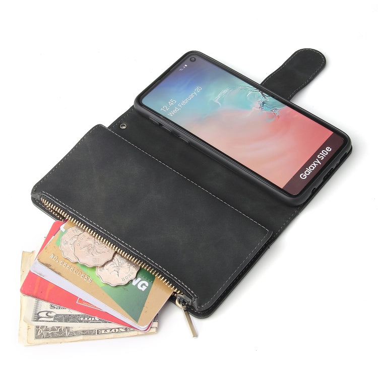 For Galaxy S10e Multifunctional Retro Frosted Horizontal Flip Leather Case with Card Slot & Holder & Zipper Wallet & Photo Frame & Lanyard