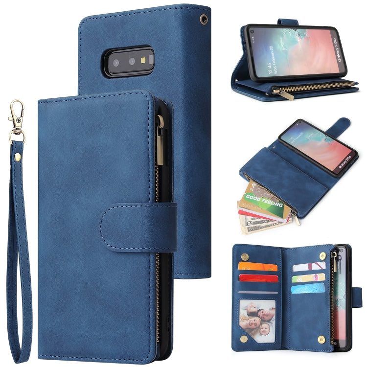 For Galaxy S10e Multifunctional Retro Frosted Horizontal Flip Leather Case with Card Slot & Holder & Zipper Wallet & Photo Frame & Lanyard