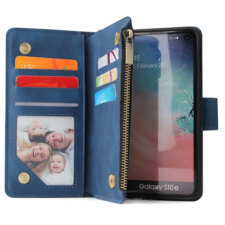 For Galaxy S10e Multifunctional Retro Frosted Horizontal Flip Leather Case with Card Slot & Holder & Zipper Wallet & Photo Frame & Lanyard