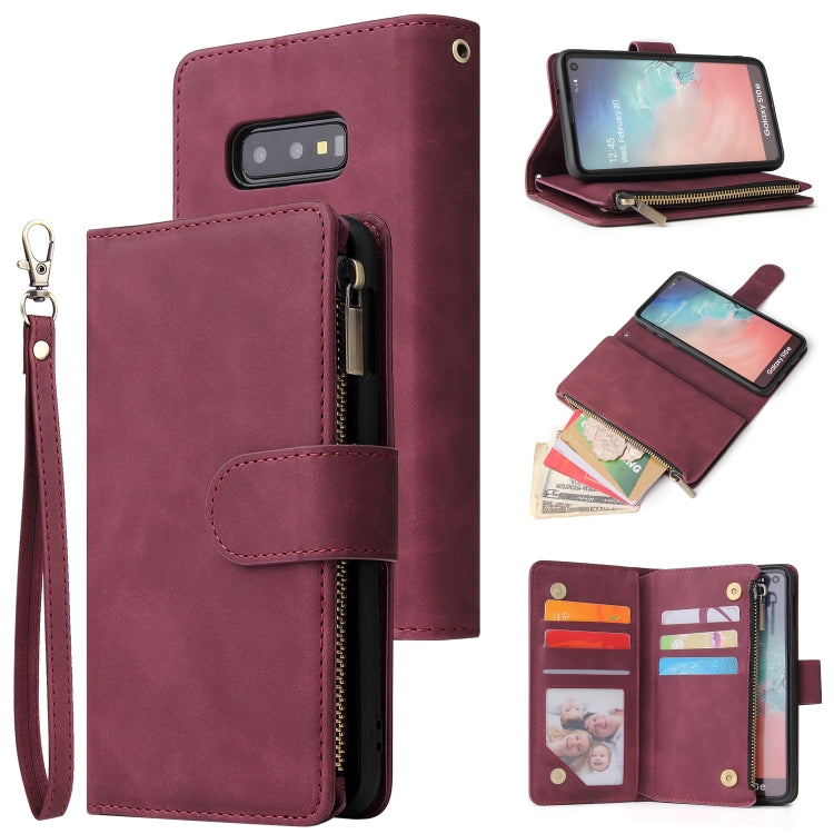 For Galaxy S10e Multifunctional Retro Frosted Horizontal Flip Leather Case with Card Slot & Holder & Zipper Wallet & Photo Frame & Lanyard