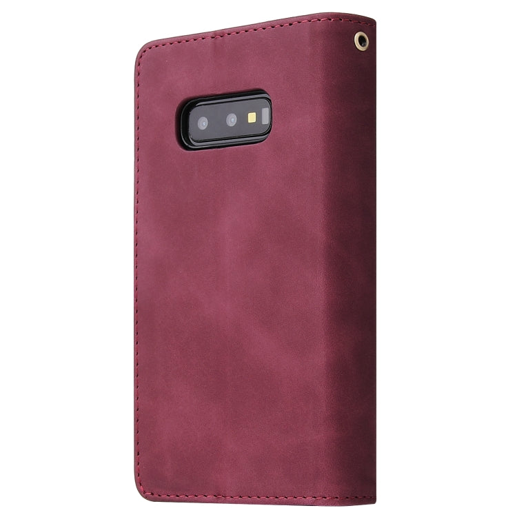 For Galaxy S10e Multifunctional Retro Frosted Horizontal Flip Leather Case with Card Slot & Holder & Zipper Wallet & Photo Frame & Lanyard
