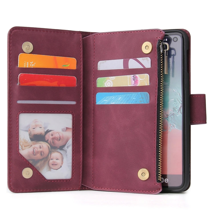 For Galaxy S10e Multifunctional Retro Frosted Horizontal Flip Leather Case with Card Slot & Holder & Zipper Wallet & Photo Frame & Lanyard