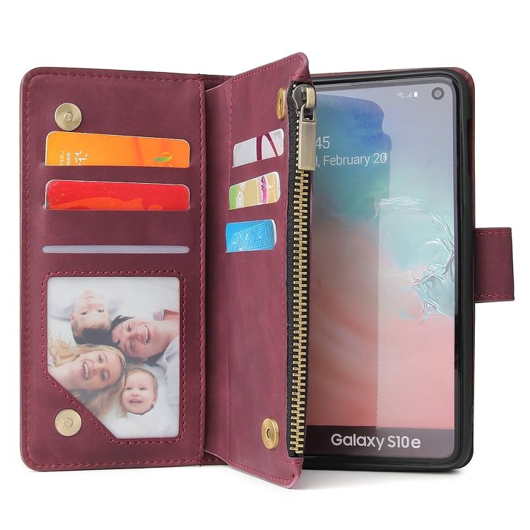 For Galaxy S10e Multifunctional Retro Frosted Horizontal Flip Leather Case with Card Slot & Holder & Zipper Wallet & Photo Frame & Lanyard
