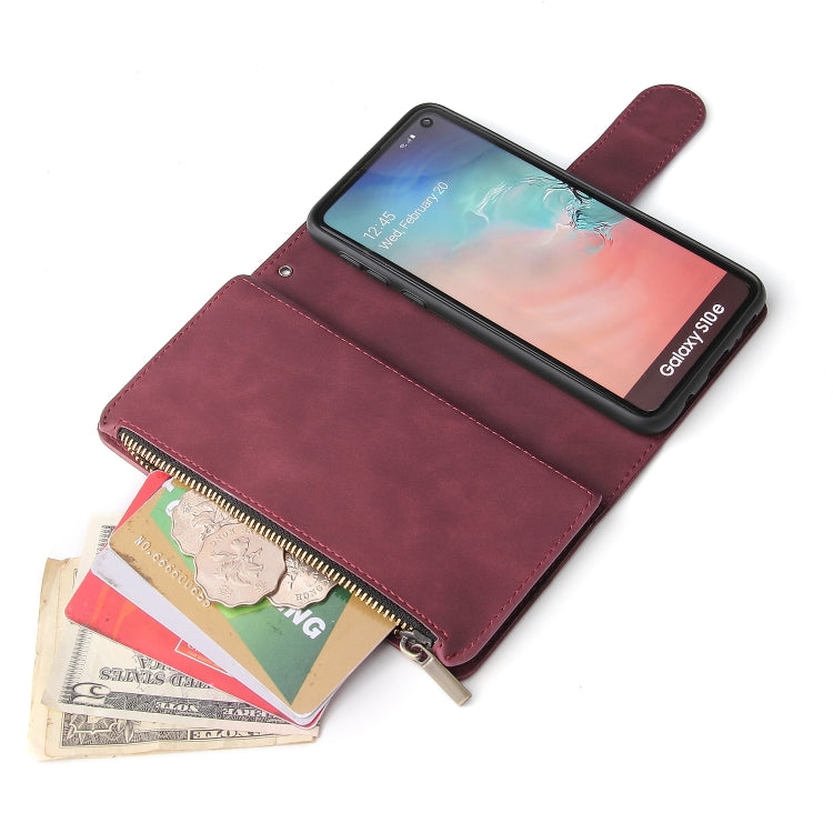For Galaxy S10e Multifunctional Retro Frosted Horizontal Flip Leather Case with Card Slot & Holder & Zipper Wallet & Photo Frame & Lanyard